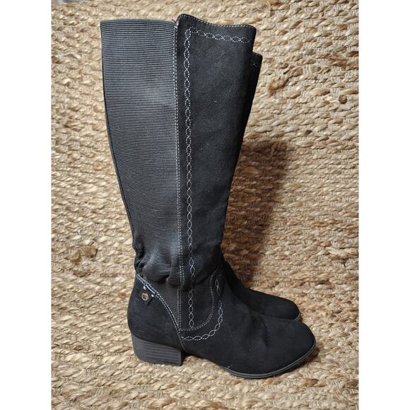 Gloria Vanderbilt Beatrice Knee High Black Microsuede Tall Boots Size 6 M - Picture 5 of 11